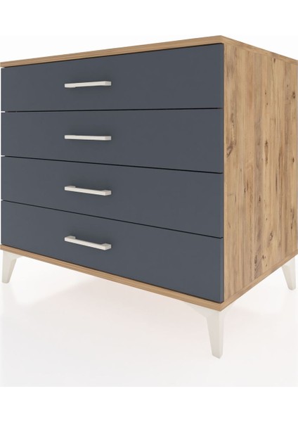 Kronos Şifonyer 4 Çekmeceli 88X59X80 Çam-Antrasit modelleri