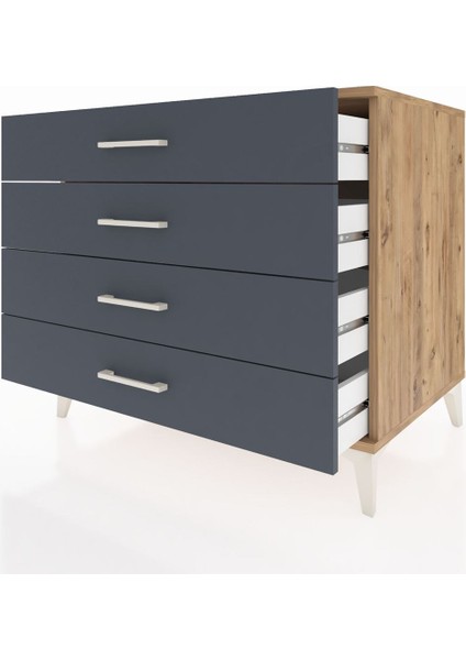 Kronos Şifonyer 4 Çekmeceli 88X59X80 Çam-Antrasit fırsatları