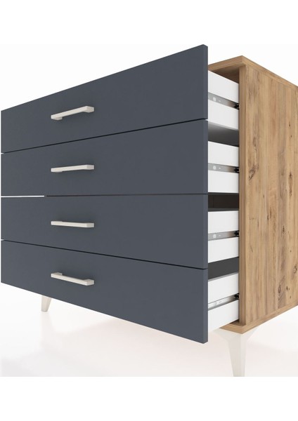 Kronos Şifonyer 4 Çekmeceli 88X59X80 Çam-Antrasit indirimleri
