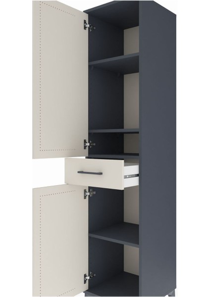 Hyperion Dolap 4 Raflı Tek Çekmeceli 2 Kapaklı 44X44X195 Antrasit-Aytaşı indirimleri