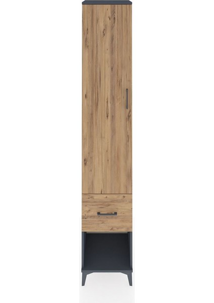 Hyperion Dolap 5 Raflı Tek Çekmeceli Tek Kapaklı 44X44X243 Antrasit-Çam