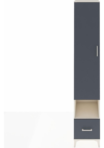 Hyperion Dolap 6 Raflı Tek Çekmeceli Tek Kapaklı 44X44X243 Aytaşı-Antrasit