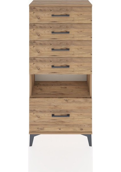 Hyperion Dolap Tek Raflı 5 Çekmeceli 60X44X134 Çam-Çam