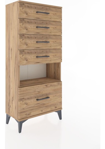 Hyperion Dolap Tek Raflı 5 Çekmeceli 60X44X134 Çam-Çam fiyatları
