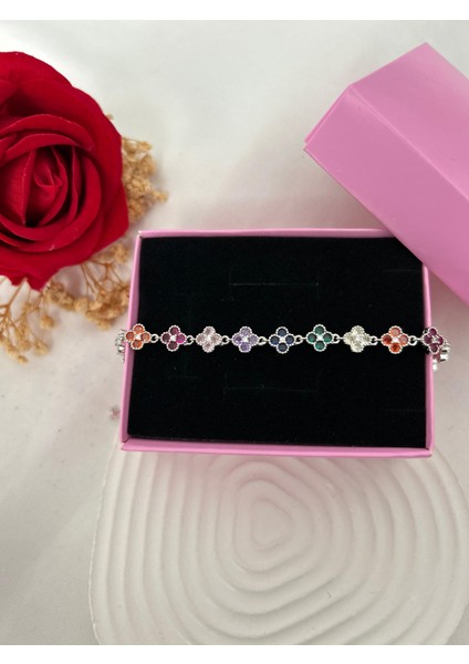 Renkli Taşlı Yonca Çiçek Bileklik Gold Gümüş Renk Su Yolu Vip Xuping Bileklik Sevgiliye Hediye fiyatları