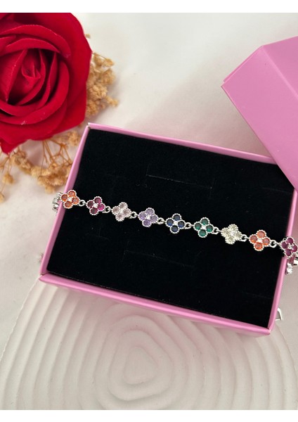 Renkli Taşlı Yonca Çiçek Bileklik Gold Gümüş Renk Su Yolu Vip Xuping Bileklik Sevgiliye Hediye modelleri
