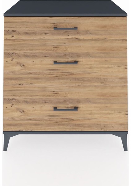 Kronos Şifonyer 3 Çekmeceli 88X59X96 Antrasit-Çam