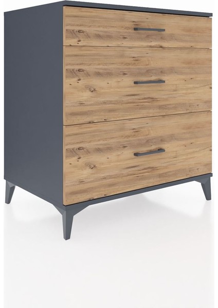 Kronos Şifonyer 3 Çekmeceli 88X59X96 Antrasit-Çam fiyatları