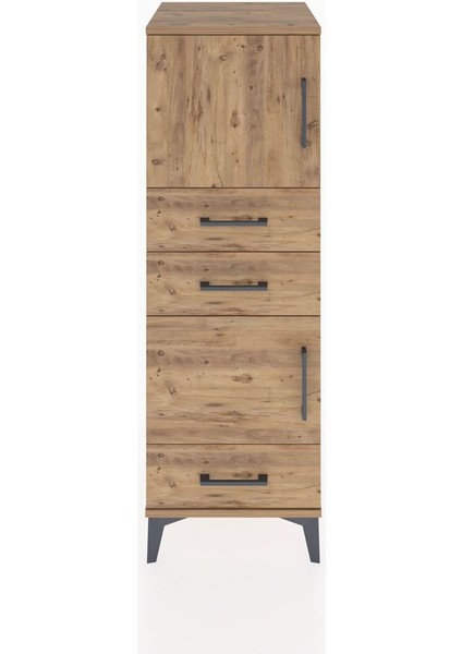 Hyperion Dolap 2 Raflı 3 Çekmeceli 2 Kapaklı 44X44X134 Çam-Çam