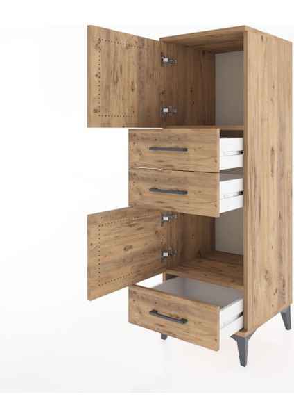Hyperion Dolap 2 Raflı 3 Çekmeceli 2 Kapaklı 44X44X134 Çam-Çam fırsatları