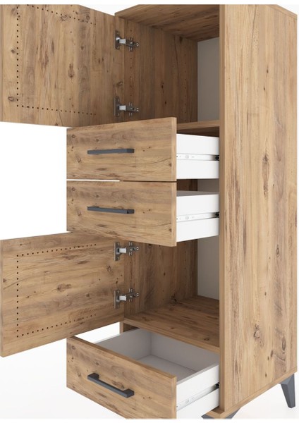 Hyperion Dolap 2 Raflı 3 Çekmeceli 2 Kapaklı 44X44X134 Çam-Çam indirimleri