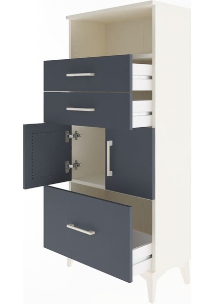 Arges Dolap 2 Raflı 3 Çekmeceli 2 Kapaklı 60X30X134 Aytaşı-Antrasit fırsatları