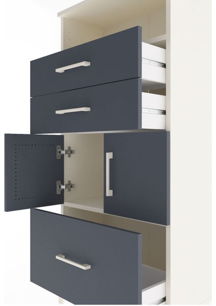 Arges Dolap 2 Raflı 3 Çekmeceli 2 Kapaklı 60X30X134 Aytaşı-Antrasit indirimleri