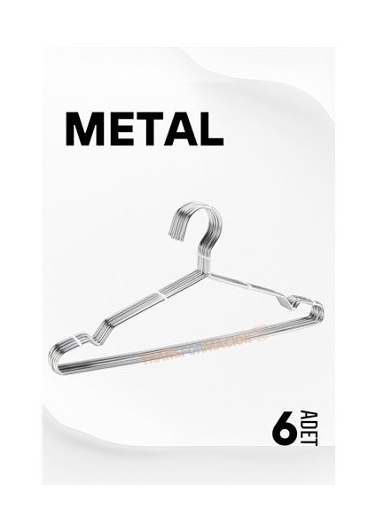 Modacar Metal Elbise Askısı Ekonomik 6 Adet Askı Seti