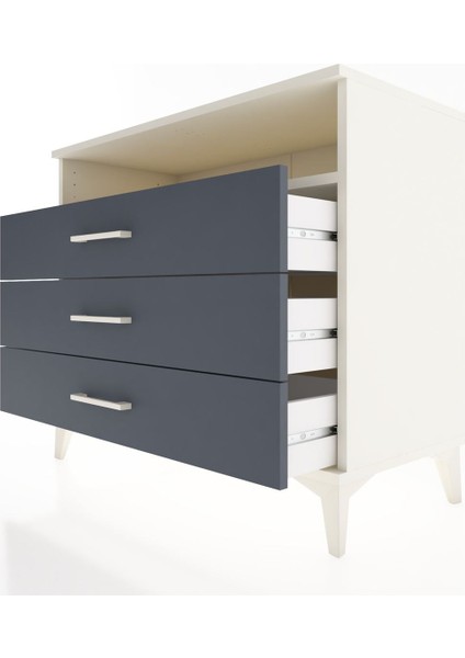 Hyperion Şifonyer Tek Raflı 3 Çekmeceli 88X44X80 Aytaşı-Antrasit indirimleri