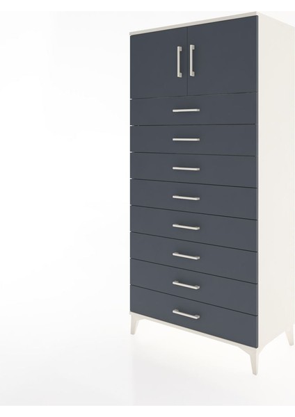 Hyperion Dolap Tek Raflı 8 Çekmeceli 2 Kapaklı 88X44X182 Aytaşı-Antrasit modelleri