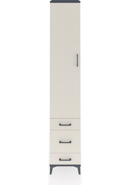 Hyperion Dolap 5 Raflı 3 Çekmeceli Tek Kapaklı 44X44X243 Antrasit-Aytaşı