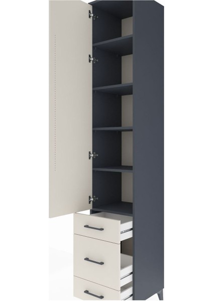 Hyperion Dolap 5 Raflı 3 Çekmeceli Tek Kapaklı 44X44X243 Antrasit-Aytaşı indirimleri