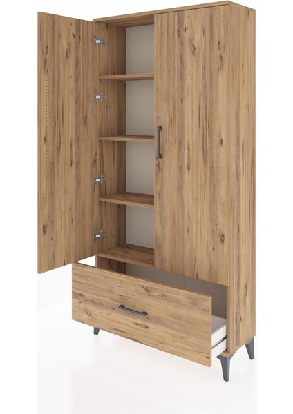 Arges Dolap 4 Raflı Tek Çekmeceli 2 Kapaklı 88X30X182 Çam-Çam fırsatları