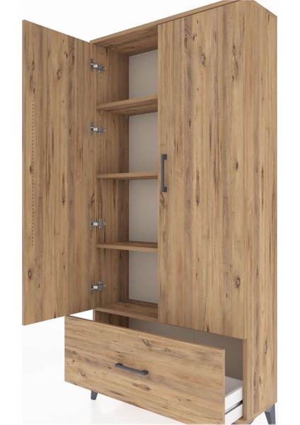 Arges Dolap 4 Raflı Tek Çekmeceli 2 Kapaklı 88X30X182 Çam-Çam indirimleri