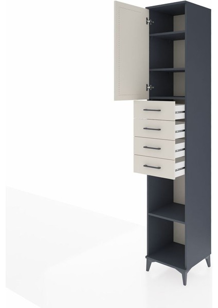 Hyperion Dolap 4 Raflı 4 Çekmeceli Tek Kapaklı 44X44X243 Antrasit-Aytaşı fırsatları