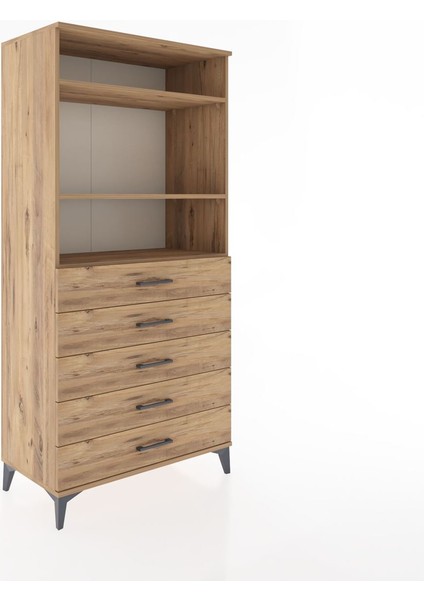 Hyperion Dolap 3 Raflı 5 Çekmeceli 88X44X182 Çam-Çam fiyatları