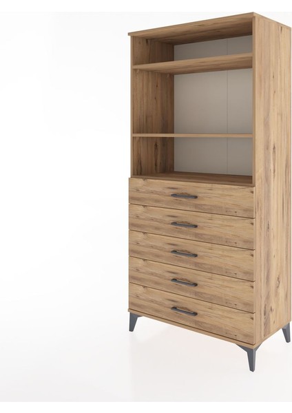 Hyperion Dolap 3 Raflı 5 Çekmeceli 88X44X182 Çam-Çam modelleri