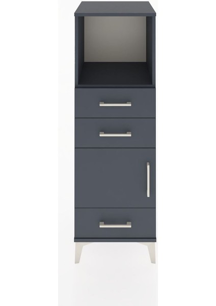 Hyperion Dolap 2 Raflı 3 Çekmeceli Tek Kapaklı 44X44X134 Antrasit-Antrasit
