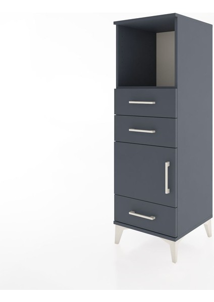 Hyperion Dolap 2 Raflı 3 Çekmeceli Tek Kapaklı 44X44X134 Antrasit-Antrasit modelleri