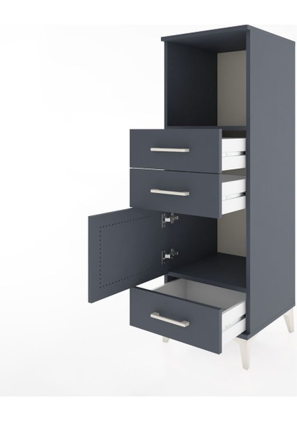 Hyperion Dolap 2 Raflı 3 Çekmeceli Tek Kapaklı 44X44X134 Antrasit-Antrasit fırsatları