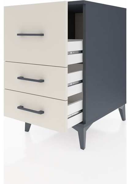 Kronos Komodin 3 Çekmeceli 44X59X80 Antrasit-Aytaşı fırsatları