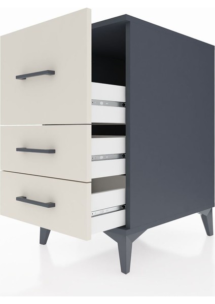 Kronos Komodin 3 Çekmeceli 44X59X80 Antrasit-Aytaşı indirimleri