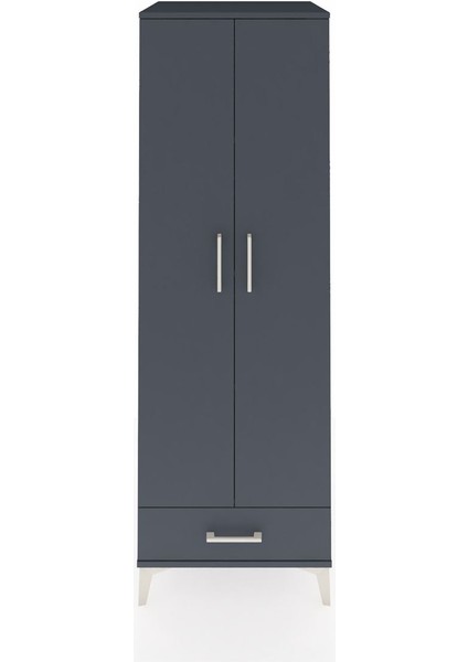 Kronos Dolap 4 Raflı Tek Çekmeceli 2 Kapaklı 60X59X182 Antrasit-Antrasit