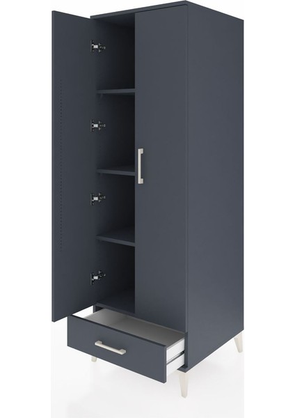 Kronos Dolap 4 Raflı Tek Çekmeceli 2 Kapaklı 60X59X182 Antrasit-Antrasit fırsatları
