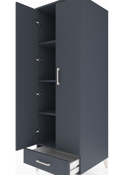 Kronos Dolap 4 Raflı Tek Çekmeceli 2 Kapaklı 60X59X182 Antrasit-Antrasit indirimleri