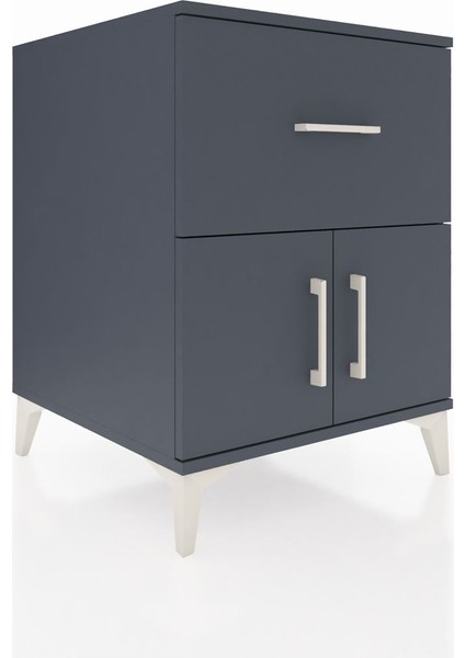 Kronos Komodin Tek Raflı Tek Çekmeceli 2 Kapaklı 60X59X80 Antrasit-Antrasit fiyatları