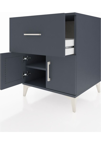 Kronos Komodin Tek Raflı Tek Çekmeceli 2 Kapaklı 60X59X80 Antrasit-Antrasit fırsatları