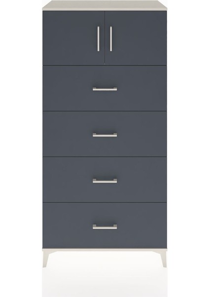 Hyperion Dolap Tek Raflı 4 Çekmeceli 2 Kapaklı 88X44X182 Aytaşı-Antrasit