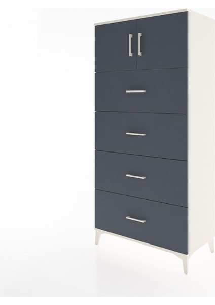 Hyperion Dolap Tek Raflı 4 Çekmeceli 2 Kapaklı 88X44X182 Aytaşı-Antrasit modelleri