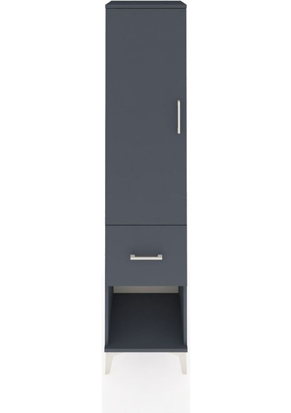 Hyperion Dolap 4 Raflı Tek Çekmeceli Tek Kapaklı 44X44X195 Antrasit-Antrasit