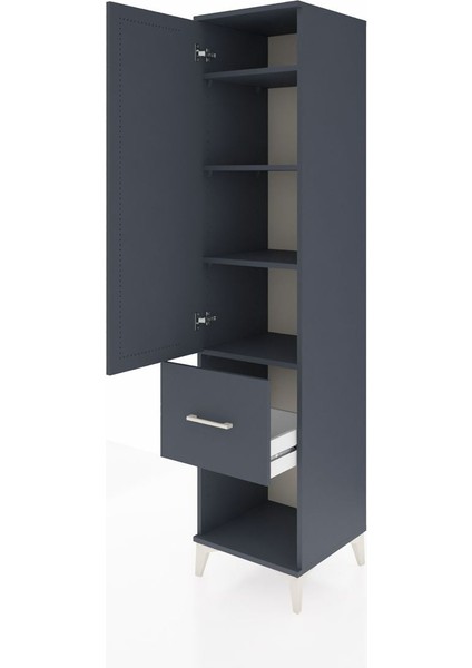 Hyperion Dolap 4 Raflı Tek Çekmeceli Tek Kapaklı 44X44X195 Antrasit-Antrasit fırsatları