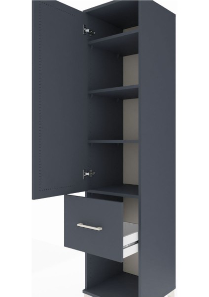 Hyperion Dolap 4 Raflı Tek Çekmeceli Tek Kapaklı 44X44X195 Antrasit-Antrasit indirimleri
