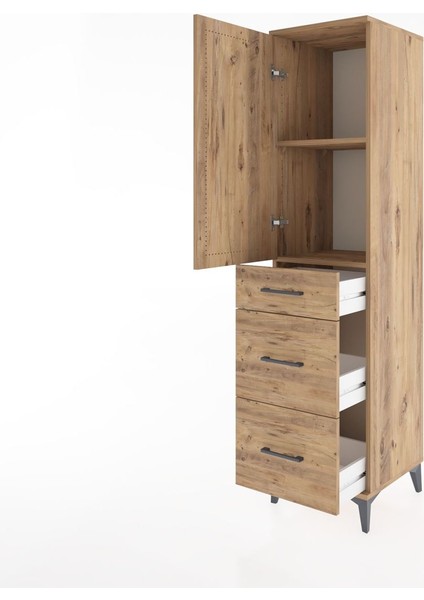 Hyperion Dolap 2 Raflı 3 Çekmeceli Tek Kapaklı 44X44X182 Çam-Çam fırsatları