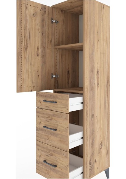 Hyperion Dolap 2 Raflı 3 Çekmeceli Tek Kapaklı 44X44X182 Çam-Çam indirimleri