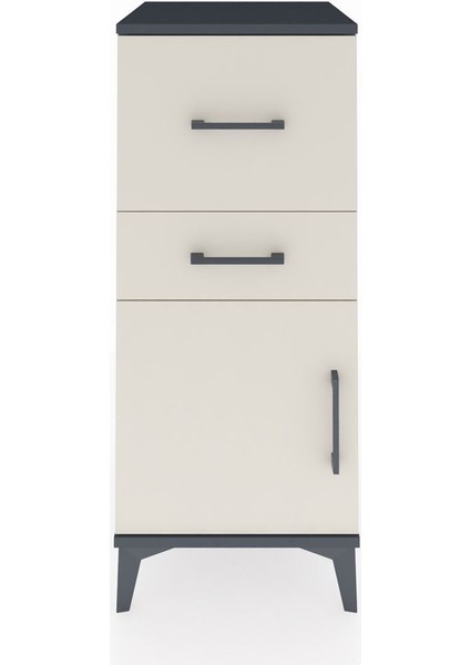 Hyperion Komodin 2 Çekmeceli Tek Kapaklı 44X44X106 Antrasit-Aytaşı