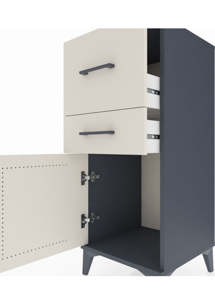 Hyperion Komodin 2 Çekmeceli Tek Kapaklı 44X44X106 Antrasit-Aytaşı indirimleri