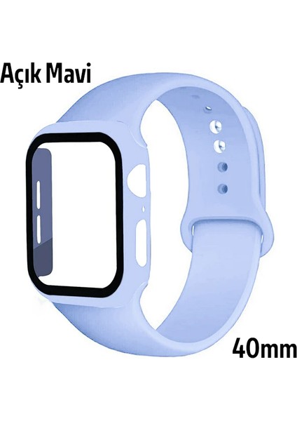 Ally Apple Watch 4-5-6 40MM Silikon Kordon Kayış ve Ekran Koruyucu KILIF-(1903) modelleri