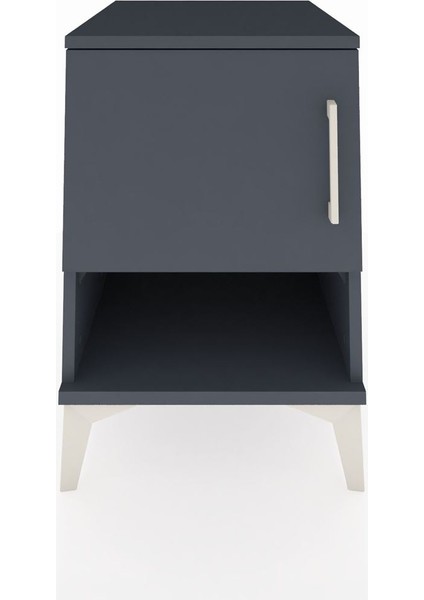 Kronos Komodin 2 Raflı Tek Kapaklı 44X59X64 Antrasit-Antrasit