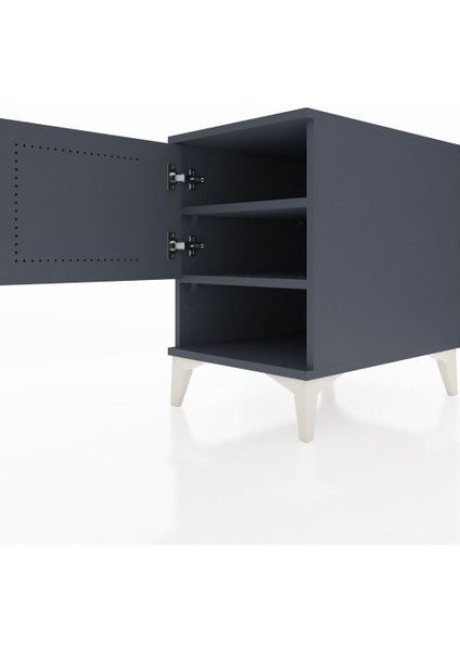 Kronos Komodin 2 Raflı Tek Kapaklı 44X59X64 Antrasit-Antrasit indirimleri