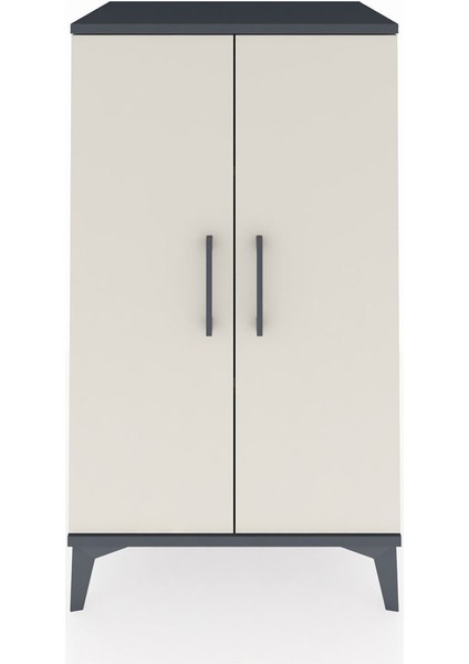 Hyperion Komodin 2 Raflı 2 Kapaklı 60X44X106 Antrasit-Aytaşı